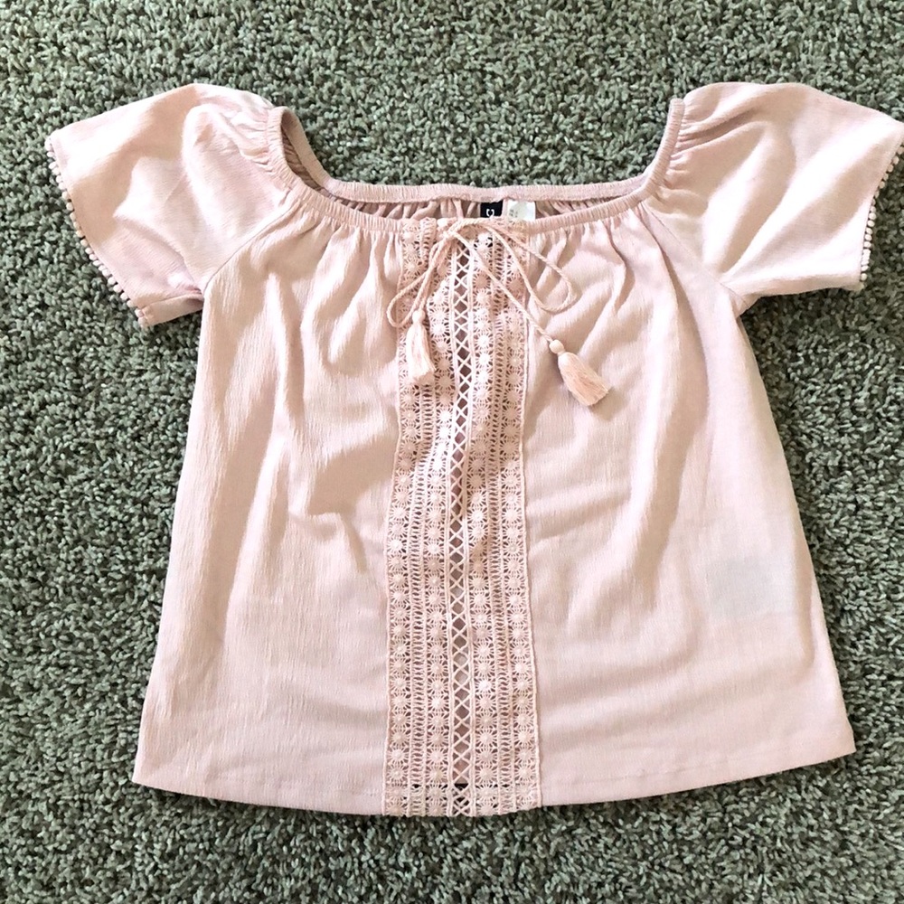 Light pink off the shoulder top